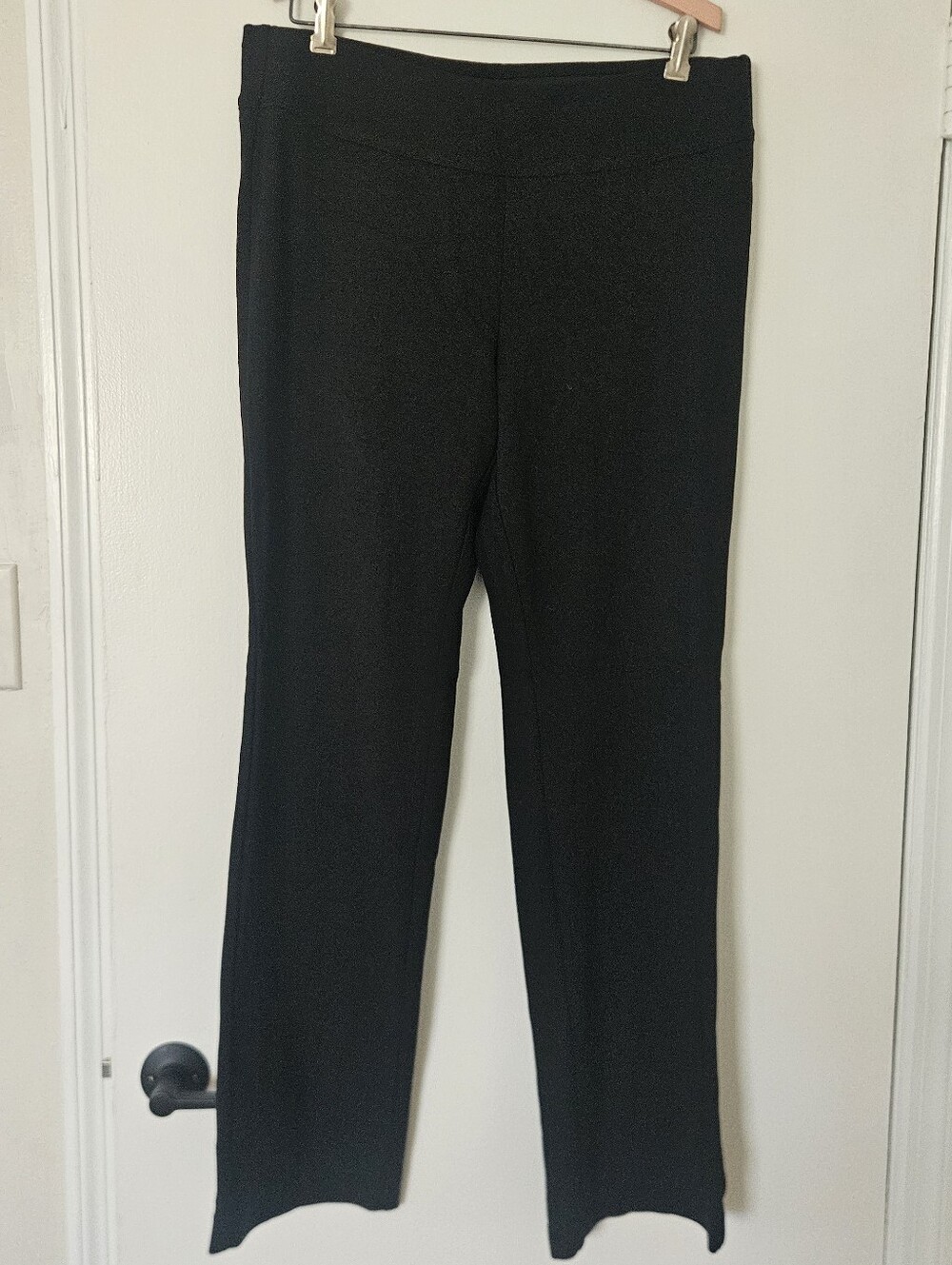 Ecru Womens Pants XL May Pull on Straight Leg Black 1438-PR FLAW Office Ponte